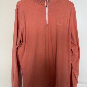 Rhoback Men’s Quarter Zip Pullover - Coral (Salmon) - Large